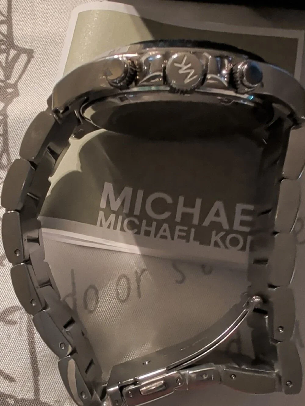 Michael Kors Men's Silver Stainless Steel Watch with Black Dial
